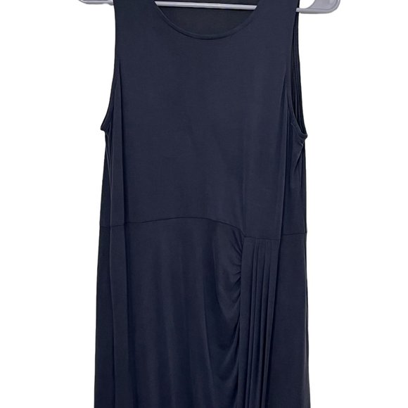 Mod Ref Womens Black Sleeveless Round Neck Asymmetrical Hem Draped Dress Size M - Picture 1 of 10